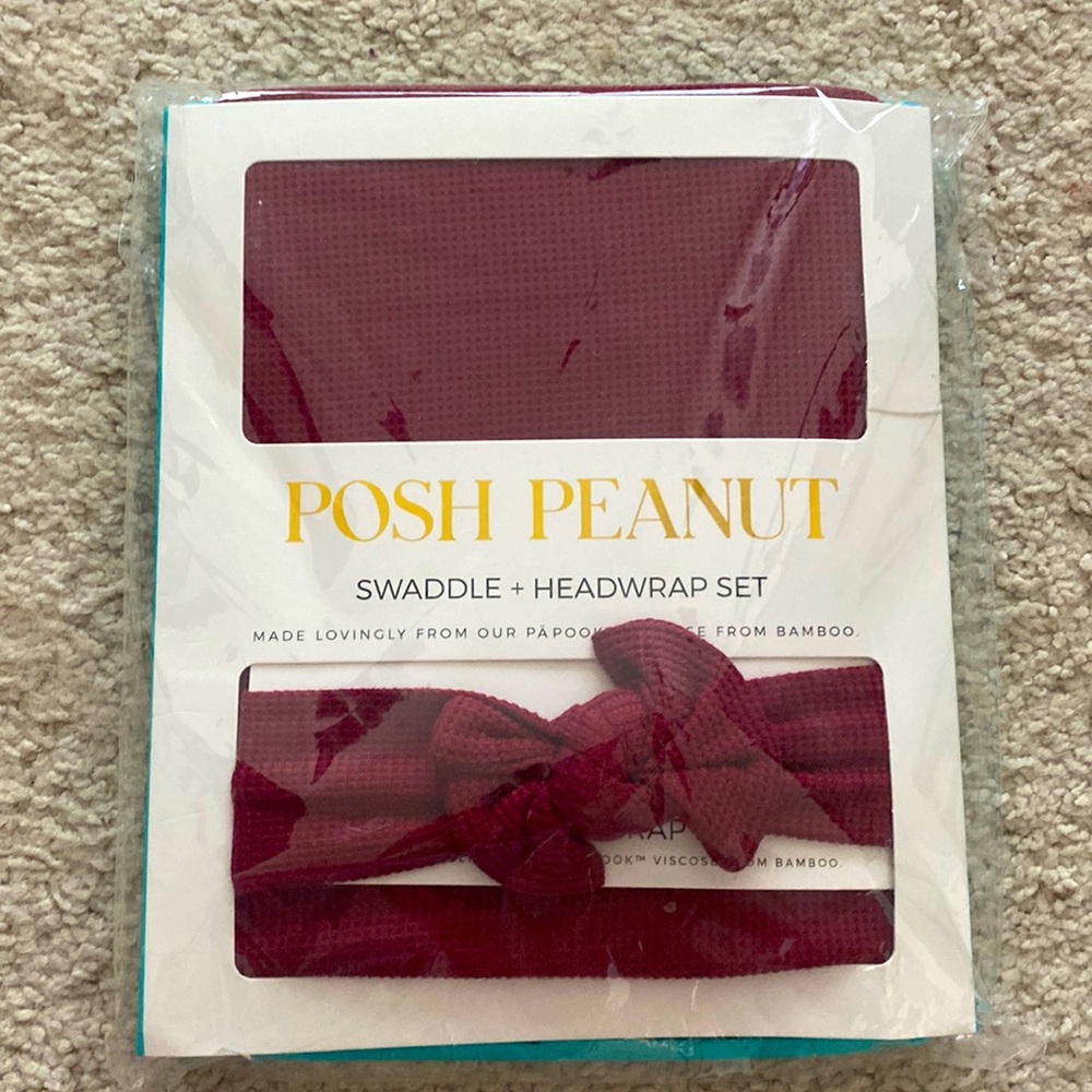 Posh Peanut Burgundy Swaddle and Headband set